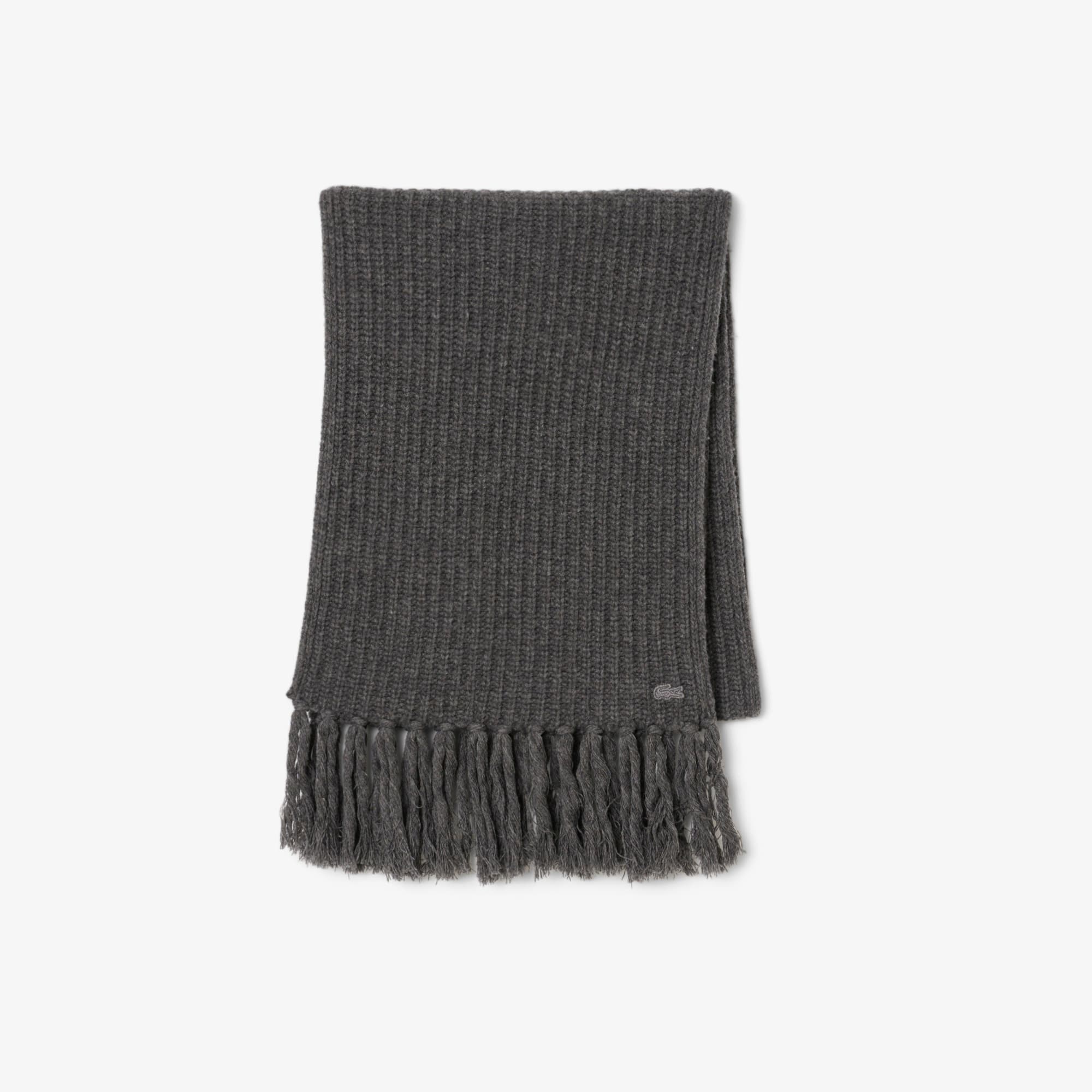 Lacoste Women's Fringed Wool Scarf - One Size In Gray