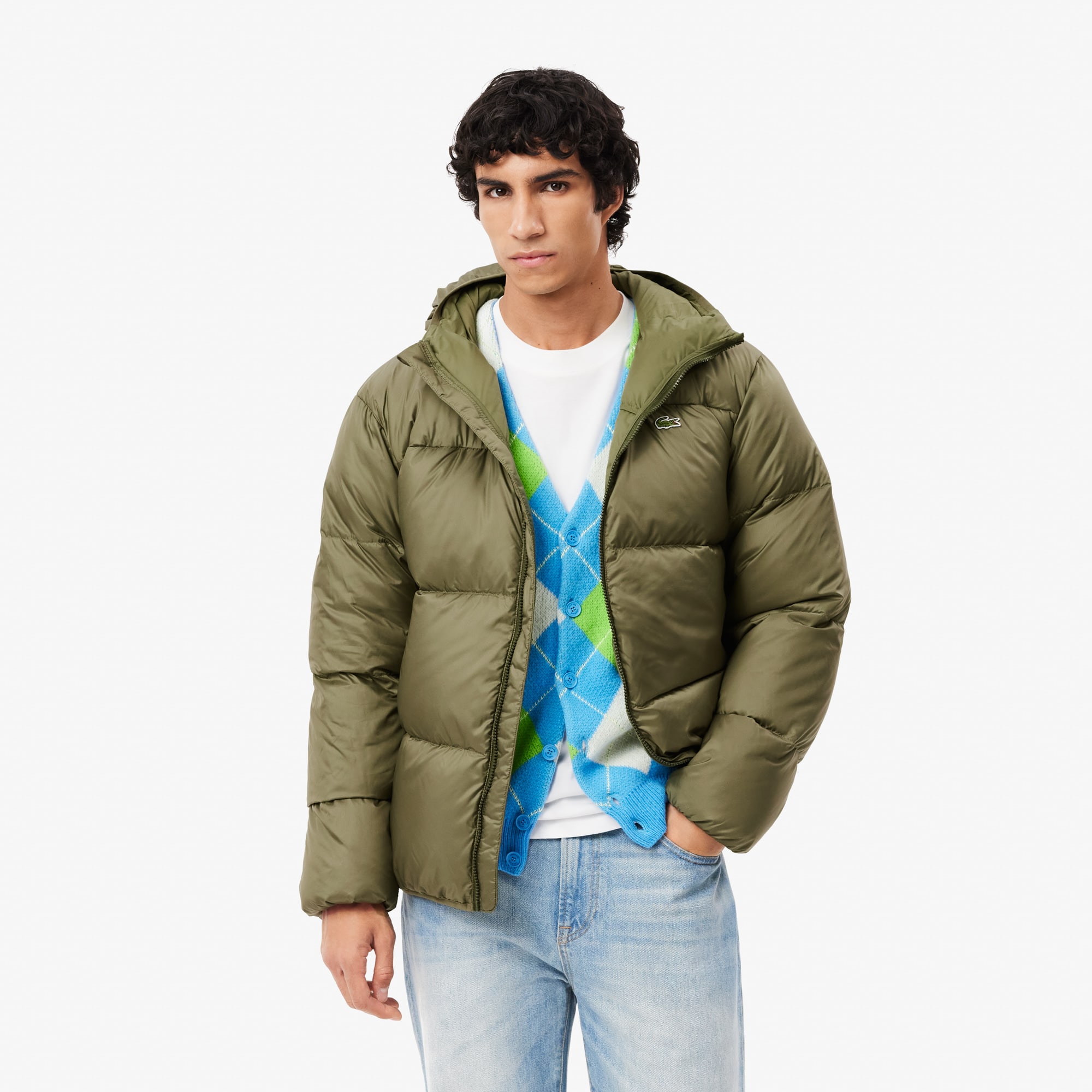 LACOSTEダウンジャケットMネイビーグリーン LACOSTEダウンジャケットMネイビーグリーン