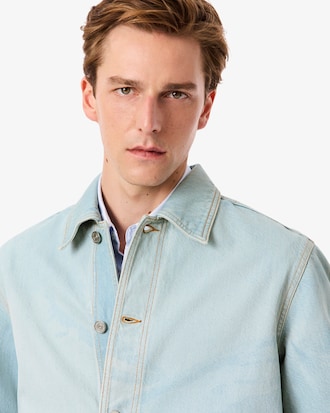 Men's Landscape Motif Denim Overshirt