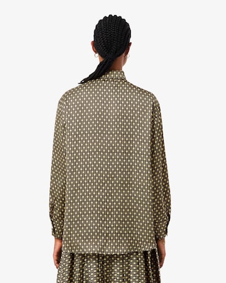 Oversized Printed Satin Shirt