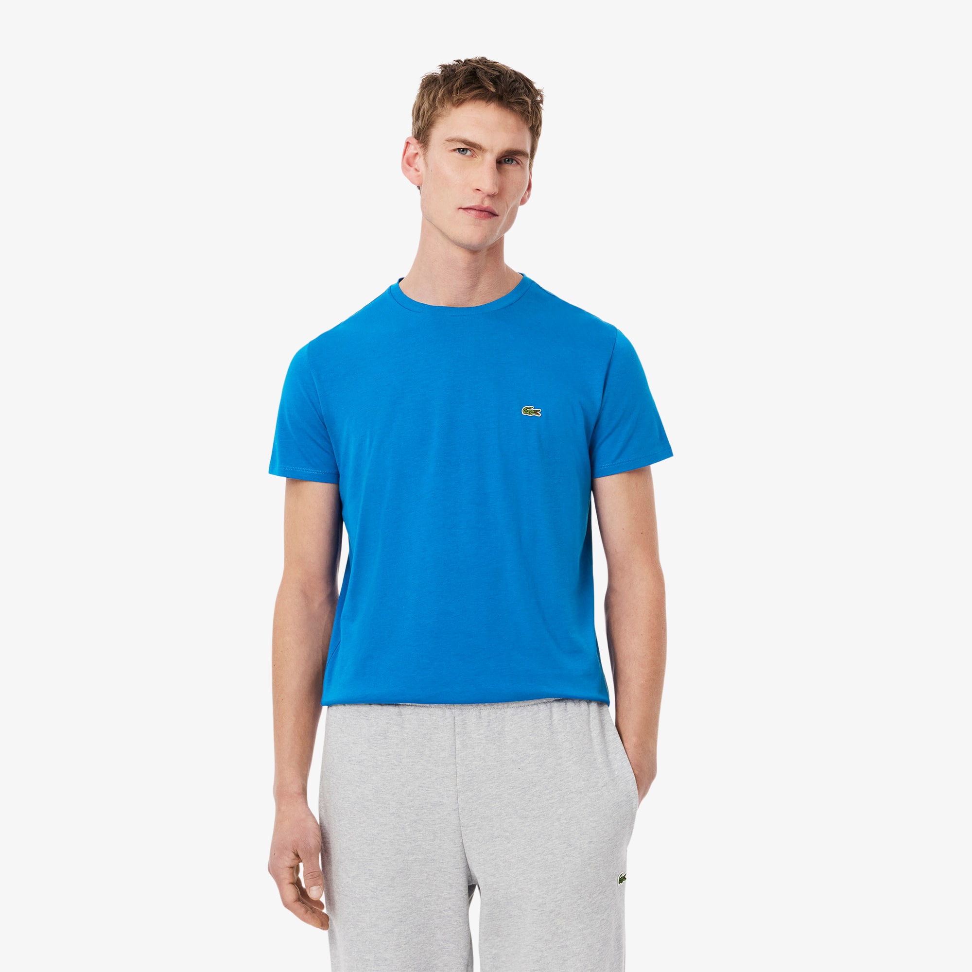 Tシャツ・カットソー LACOSTE Men T Shirts TH6709 3D3 Blue Men Lacoste T-shirt Pima Cotton Short Sleeve Crew Neck Tee