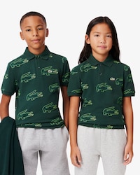 Kids' Crocodile Print Mini Piqué Polo