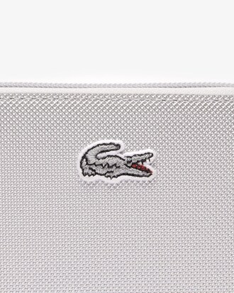 Women's Silver Canvas L.12.12 Zipped Wallet