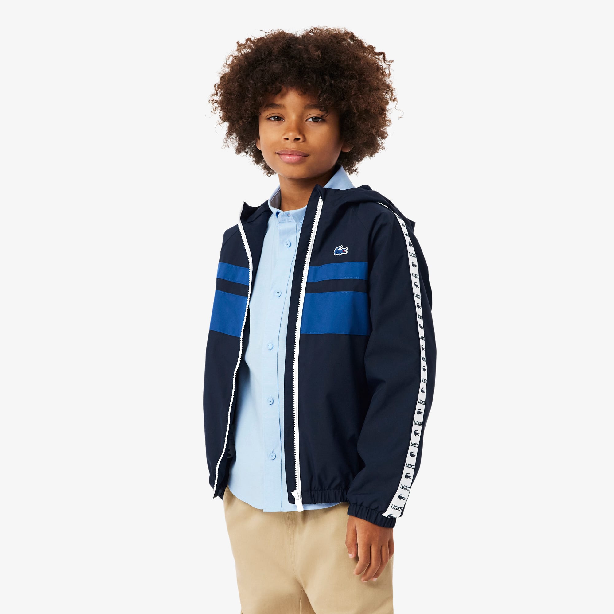 Boys' Logo Stripe Sport Hooded Puffer Jacket - Teens Jackets