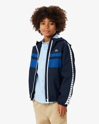 Logo Stripe Sport Hooded Puffed Jacket