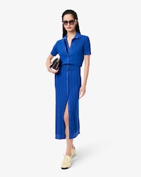 Women's Ribbed Knit Polo Collar Dress