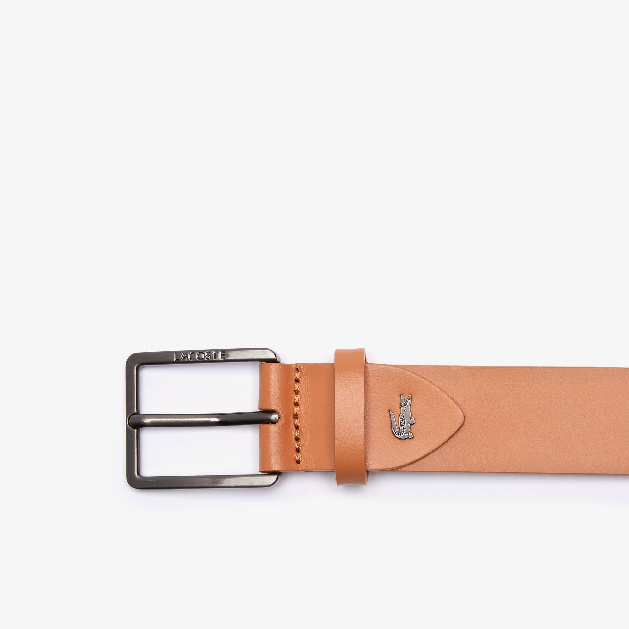 Lacoste Red Brown Leather Belt with Silver Buckle Lacoste Genuine leather faded red leather rope belt... | Depop main image 2