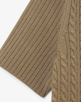 Runway Cable Knit Polo Collar Sweater