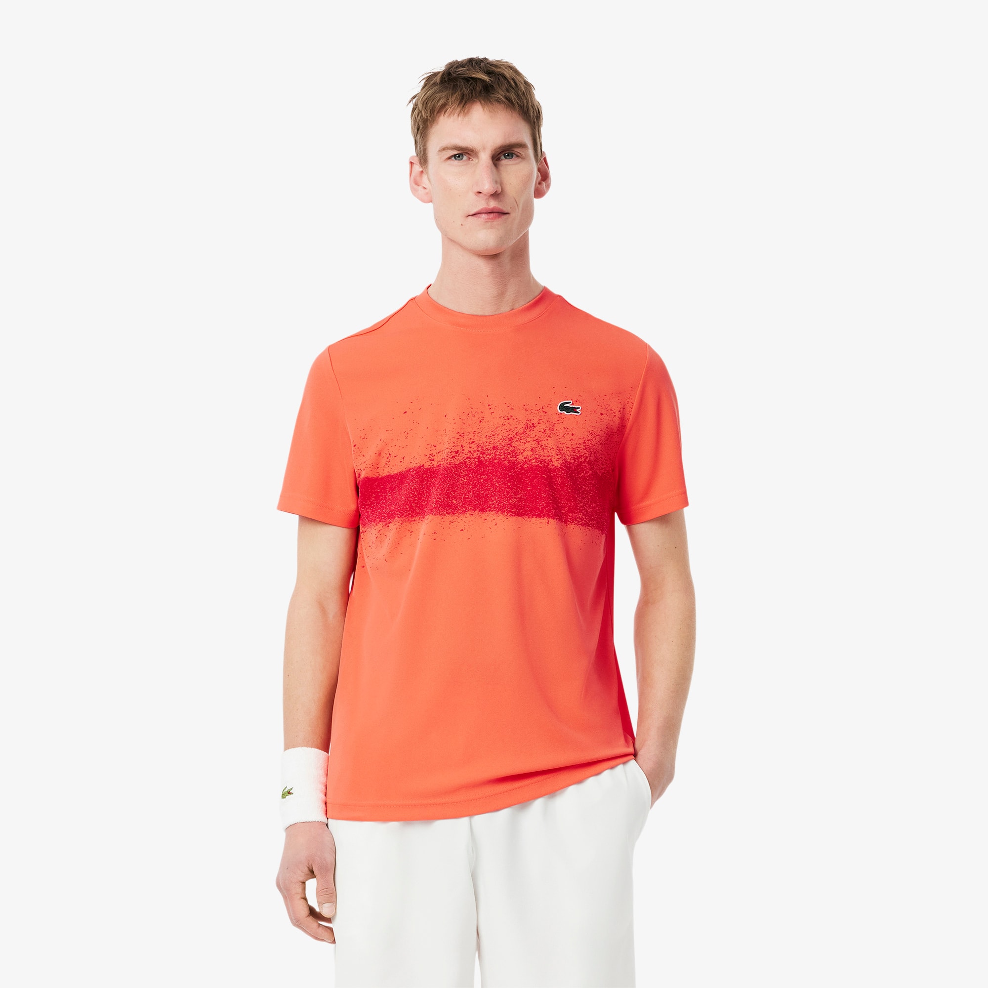 LACOSTE スリムフィット オレンジシャツ US XS Men's Lacoste Tennis x Novak Djokovic T-Shirt - Lacoste x