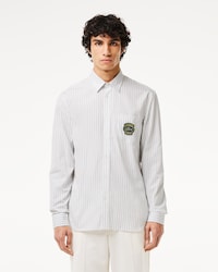 Men's Regular Fit Badge Accent Striped Shirt