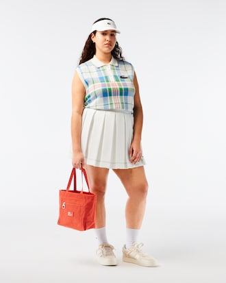 Polo de mujer Lacoste sin mangas en algodón ecológico de cuadros