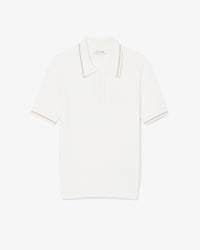 Striped Cable Knit Polo Collar Sweater