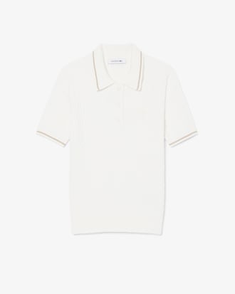 Striped Cable Knit Polo Collar Sweater