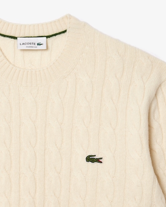 Men's Cable Knit Wool Crew Neck Sweater 