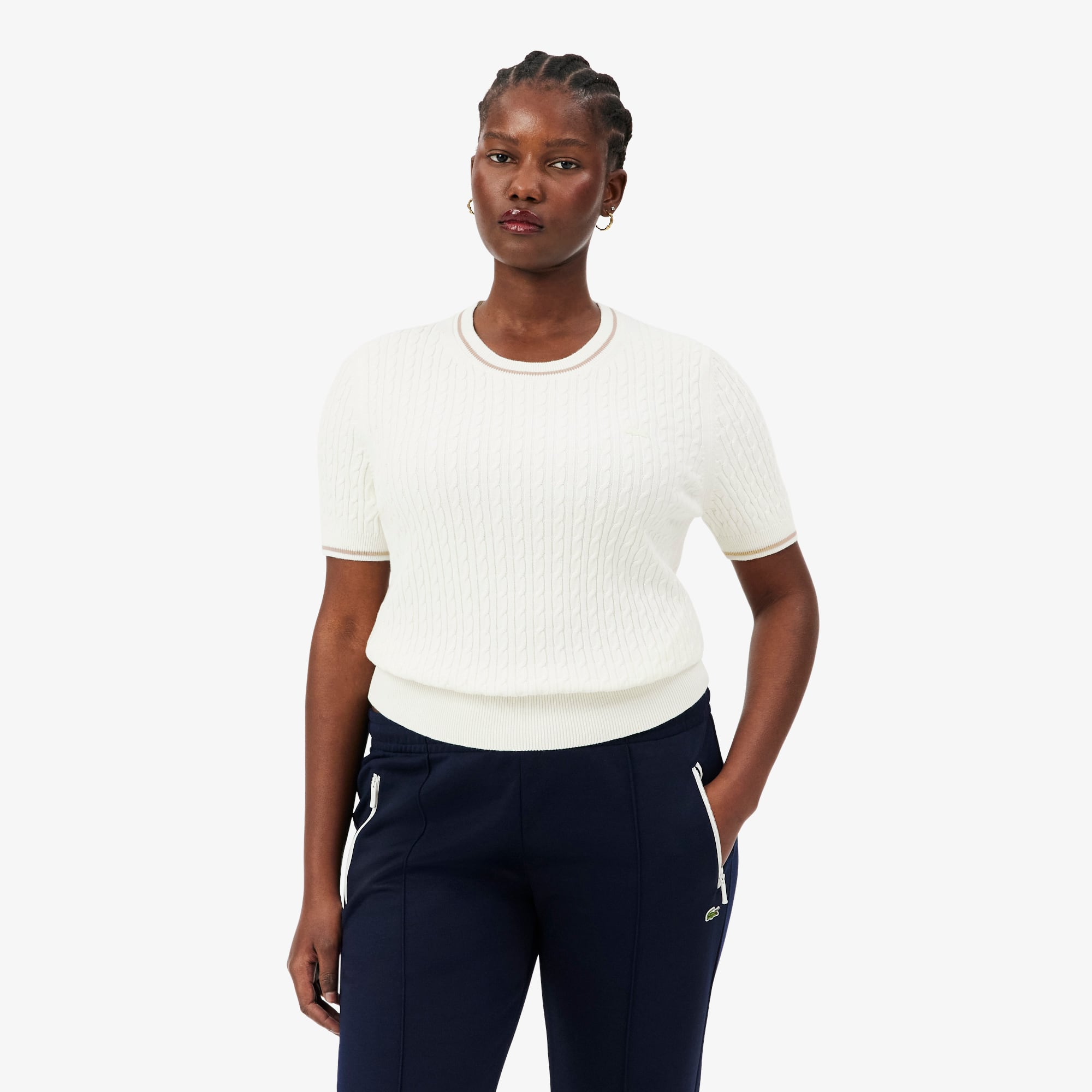Short Sleeved Cable Knit Sweater - Men's Tracksuits - New In 2026