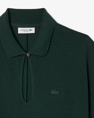 Relaxed Fit Scallop Trim Fluid Piqu&eacute; Polo Shirt