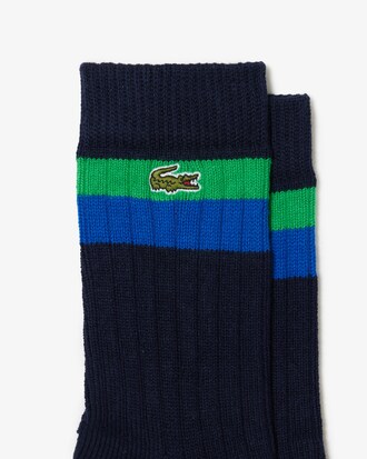 Lot de 2 paires de chaussettes montantes unisexe en coton ray&eacute;