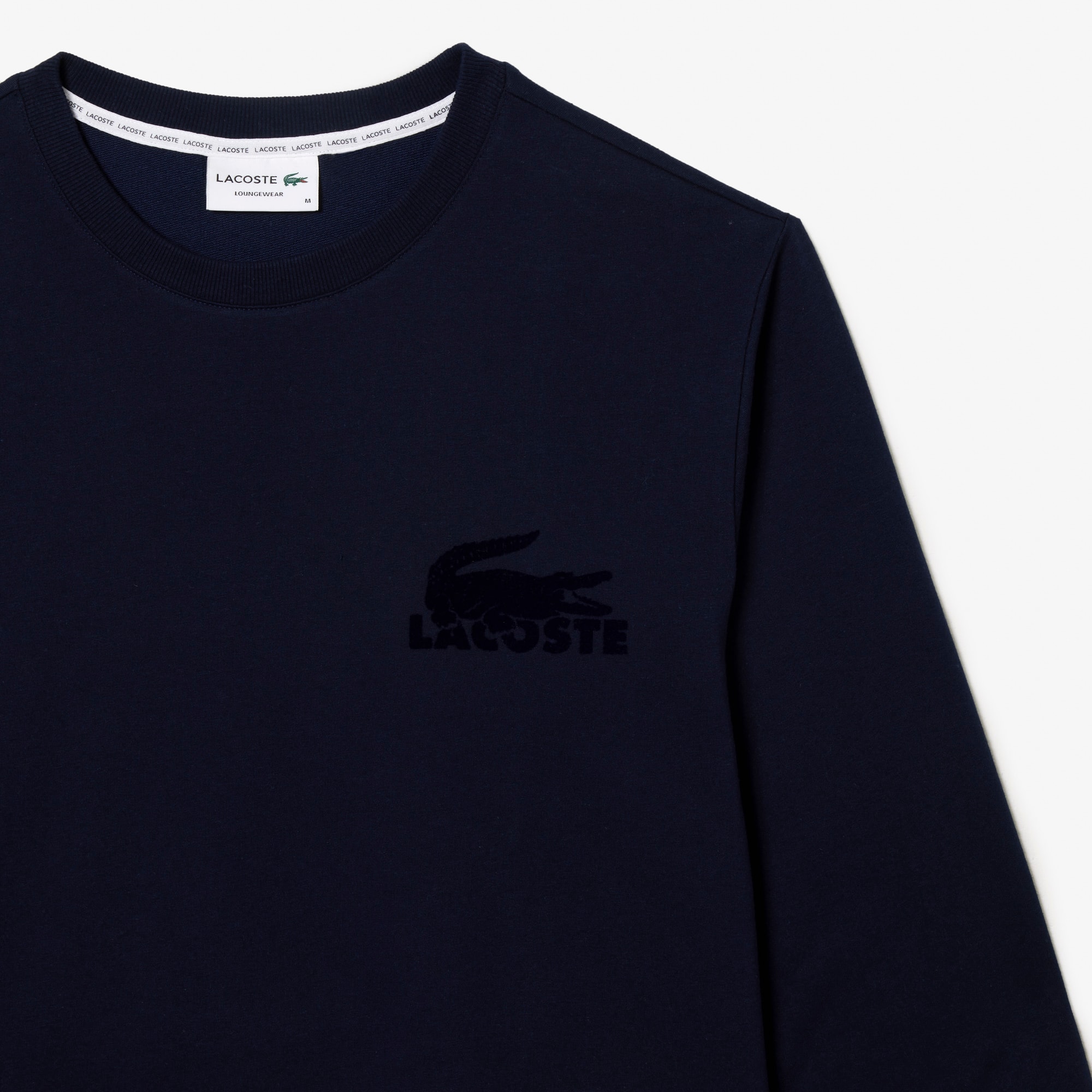 LACOSTE ネイビー ロゴ入り スウェット ラコステ LACOSTE オーバーサイズロゴプリントクルーネックスウェット