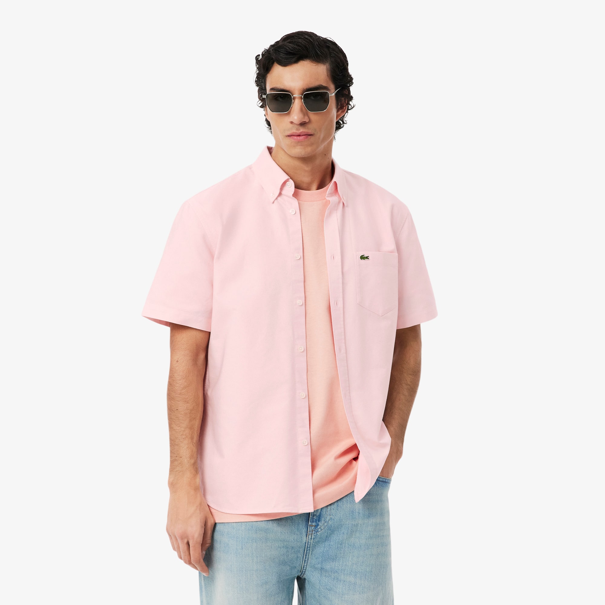 Lacoste Men's Regular Fit Short Sleeve Oxford Shirt