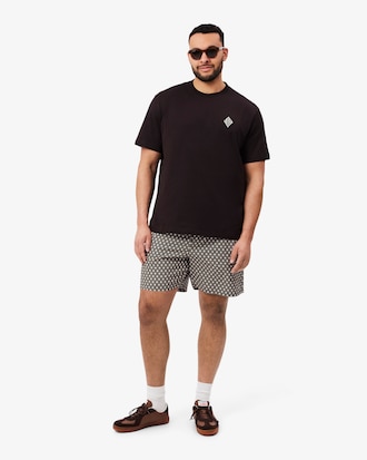 Relaxed Fit Printed Cotton Blend Shorts