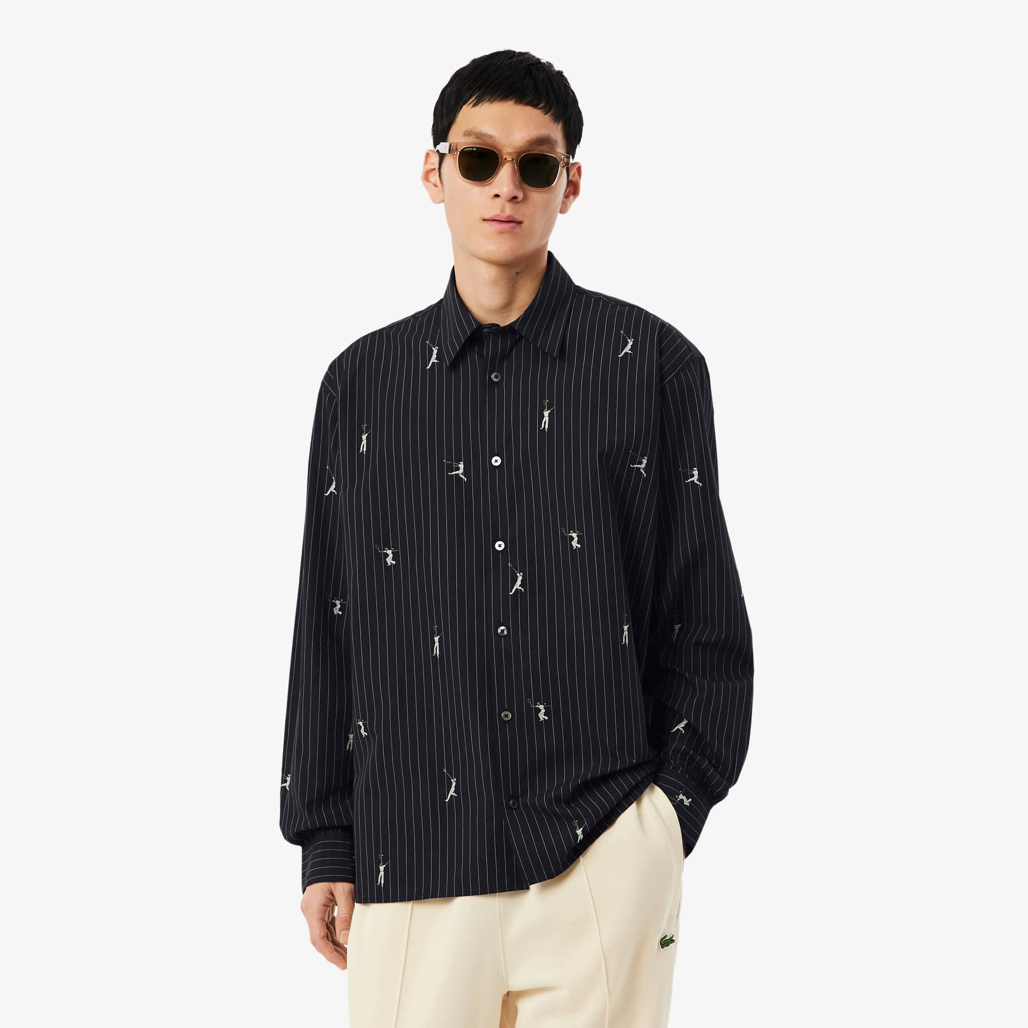 Lacoste Relaxed Fit Embroidered Cotton Shirt