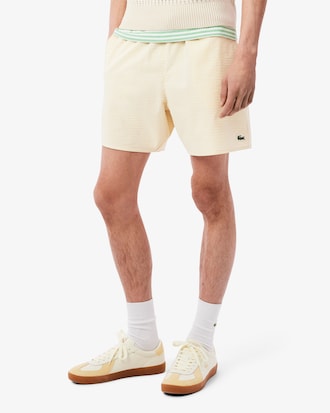 Traje de ba&ntilde;o con textura a rayas de longitud media para hombre