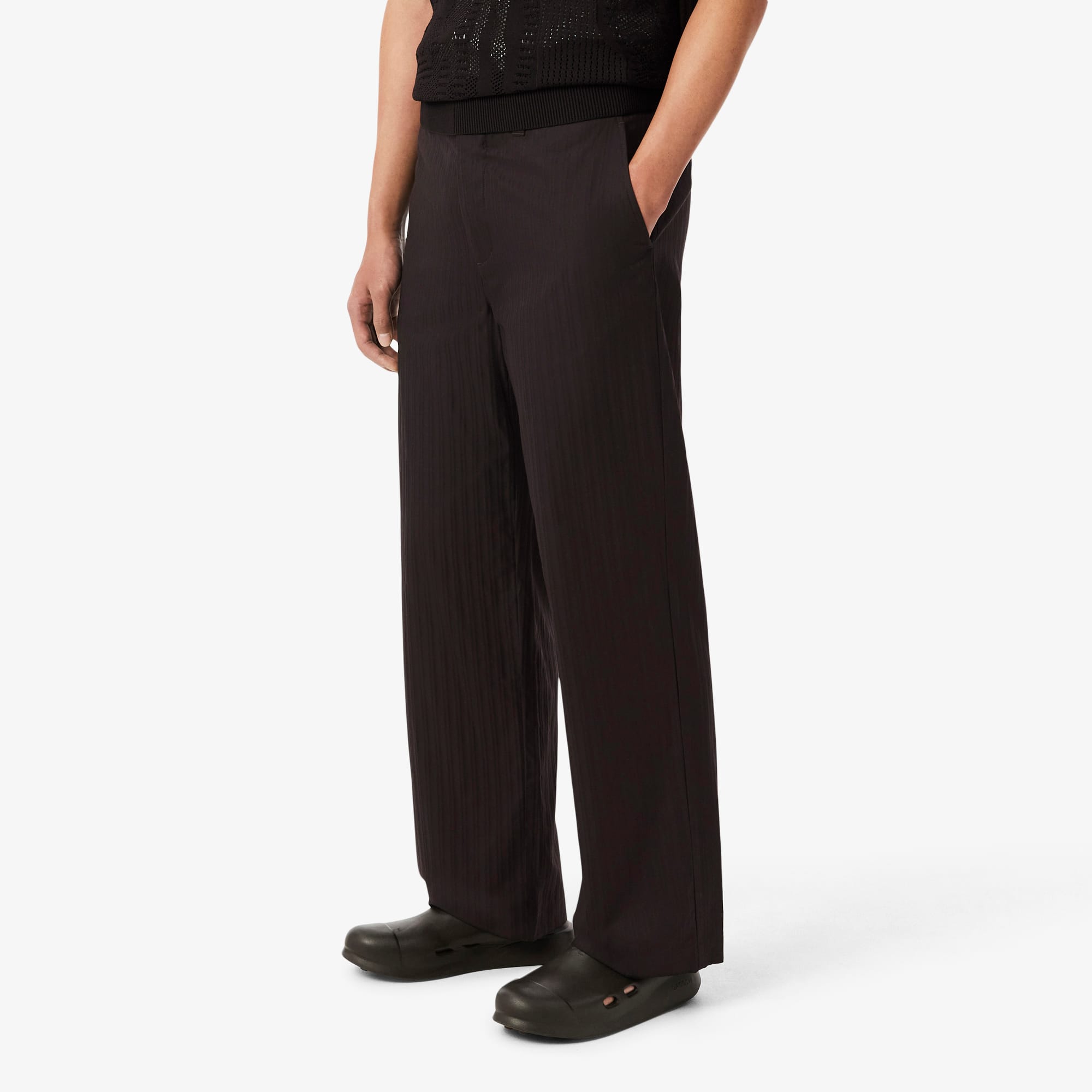 Straight Fit Striped Cotton Suit Pants