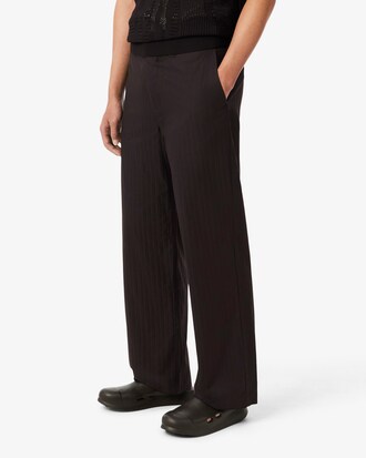 Straight Fit Striped Cotton Suit Pants