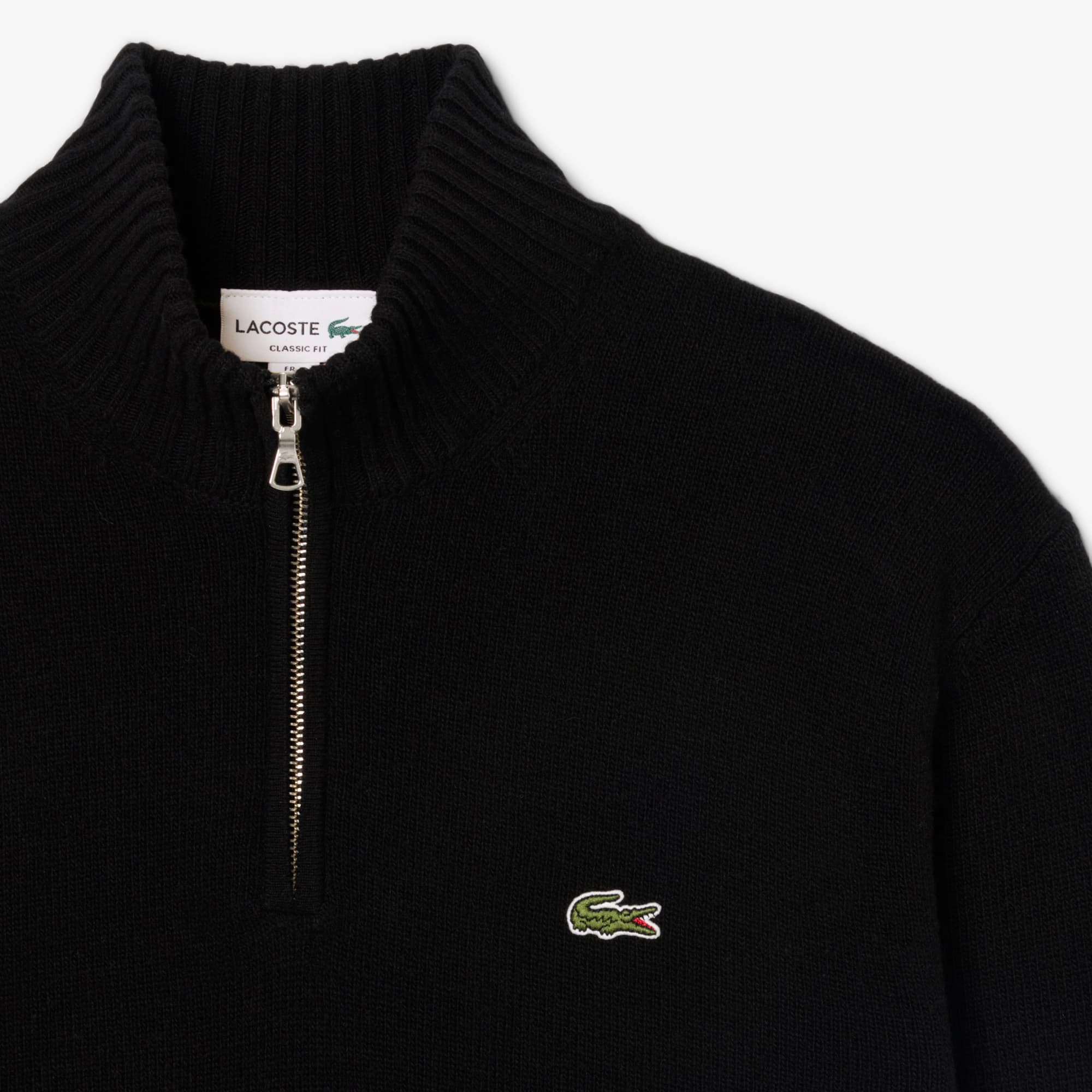 Men's Zip-Up High-Neck Wool Sweater