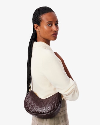 Women's Maheki Embossed Leather Half Moon Bag