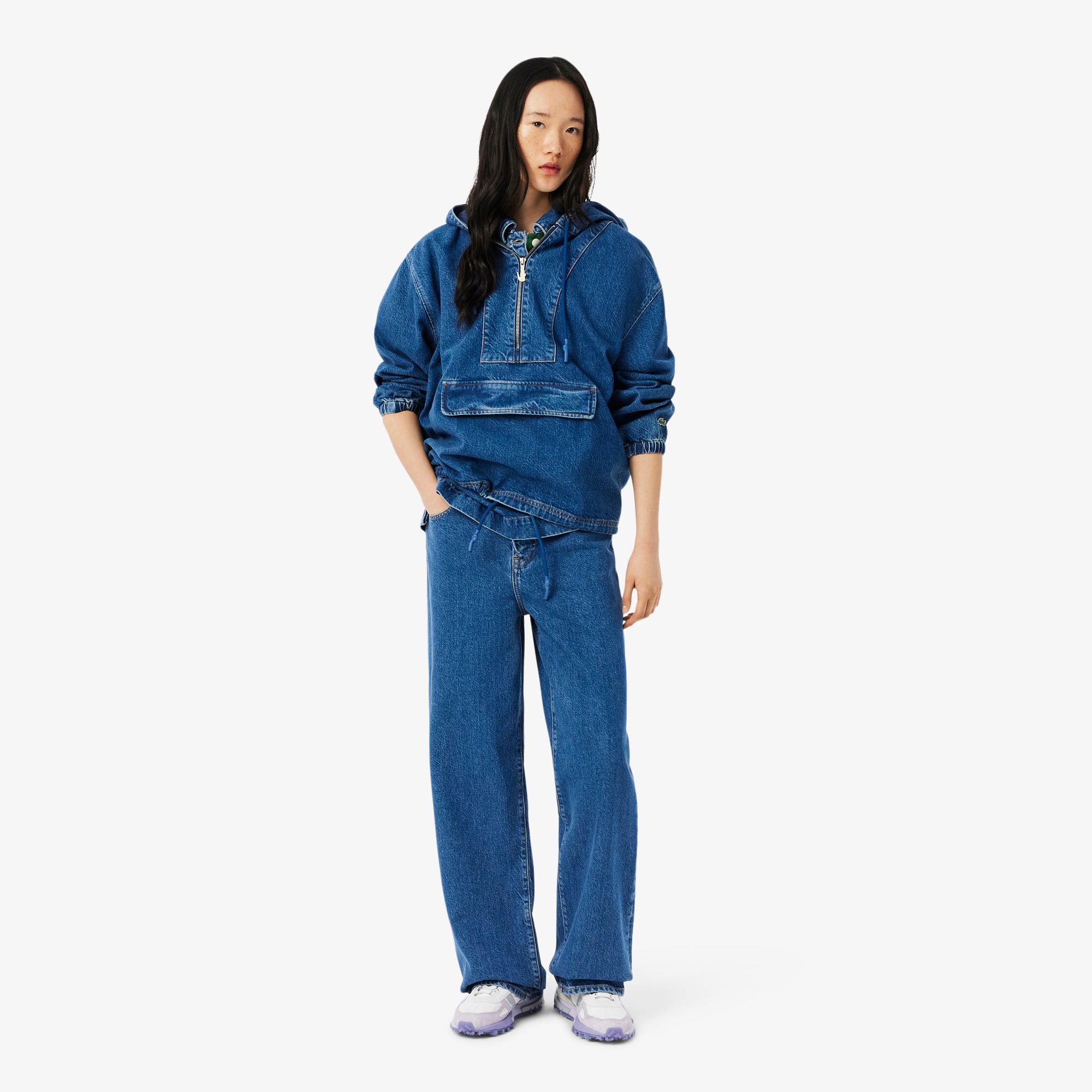 Lacoste Women's Wide Leg Denim Jeans - 42 In Blue