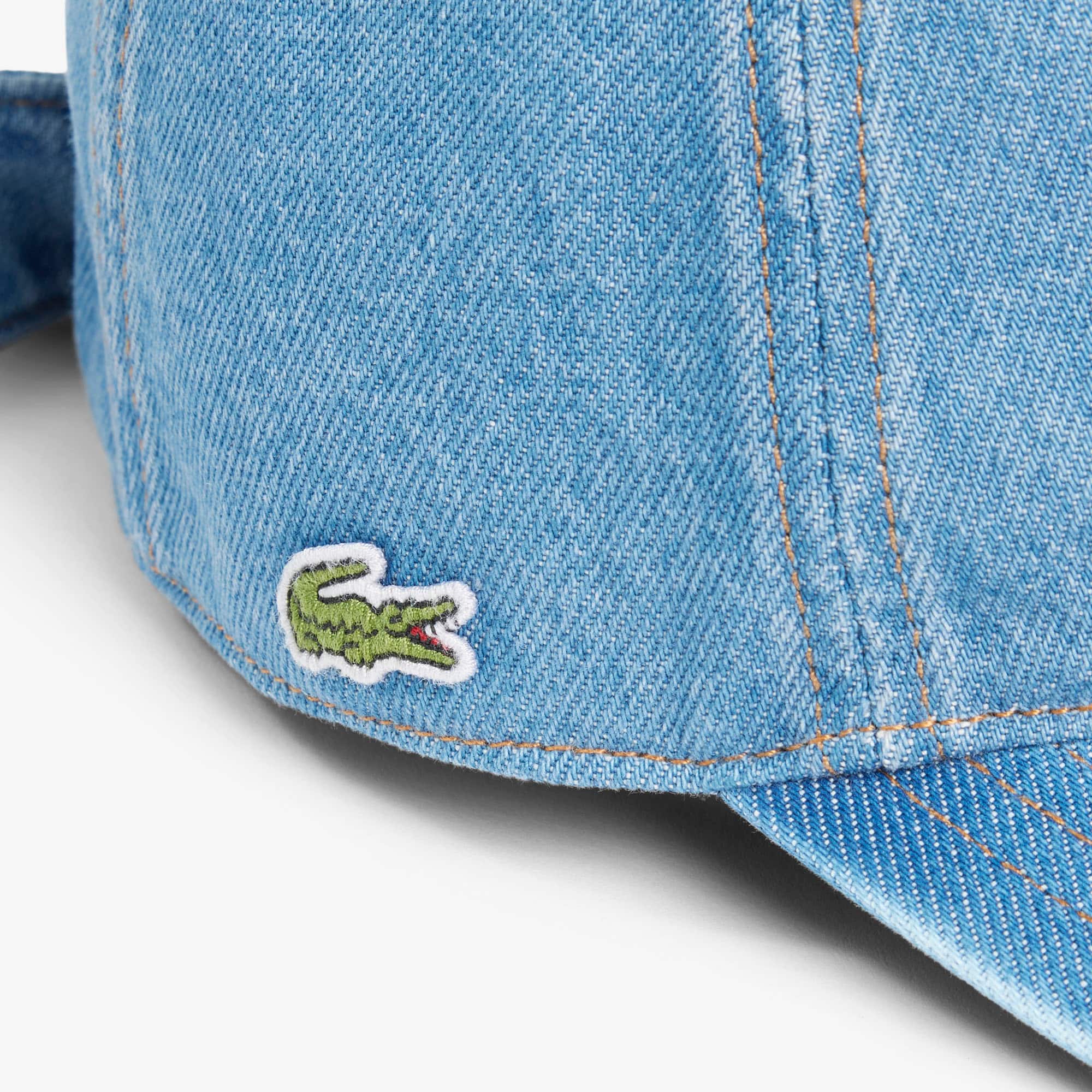 Cotton Denim Tie Accent Cap
