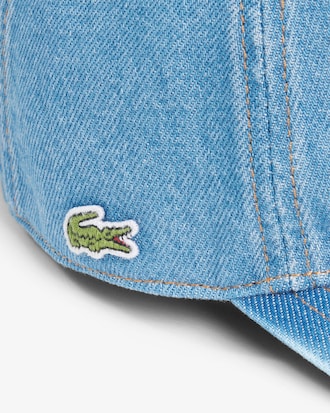 Cotton Denim Tie Accent Cap