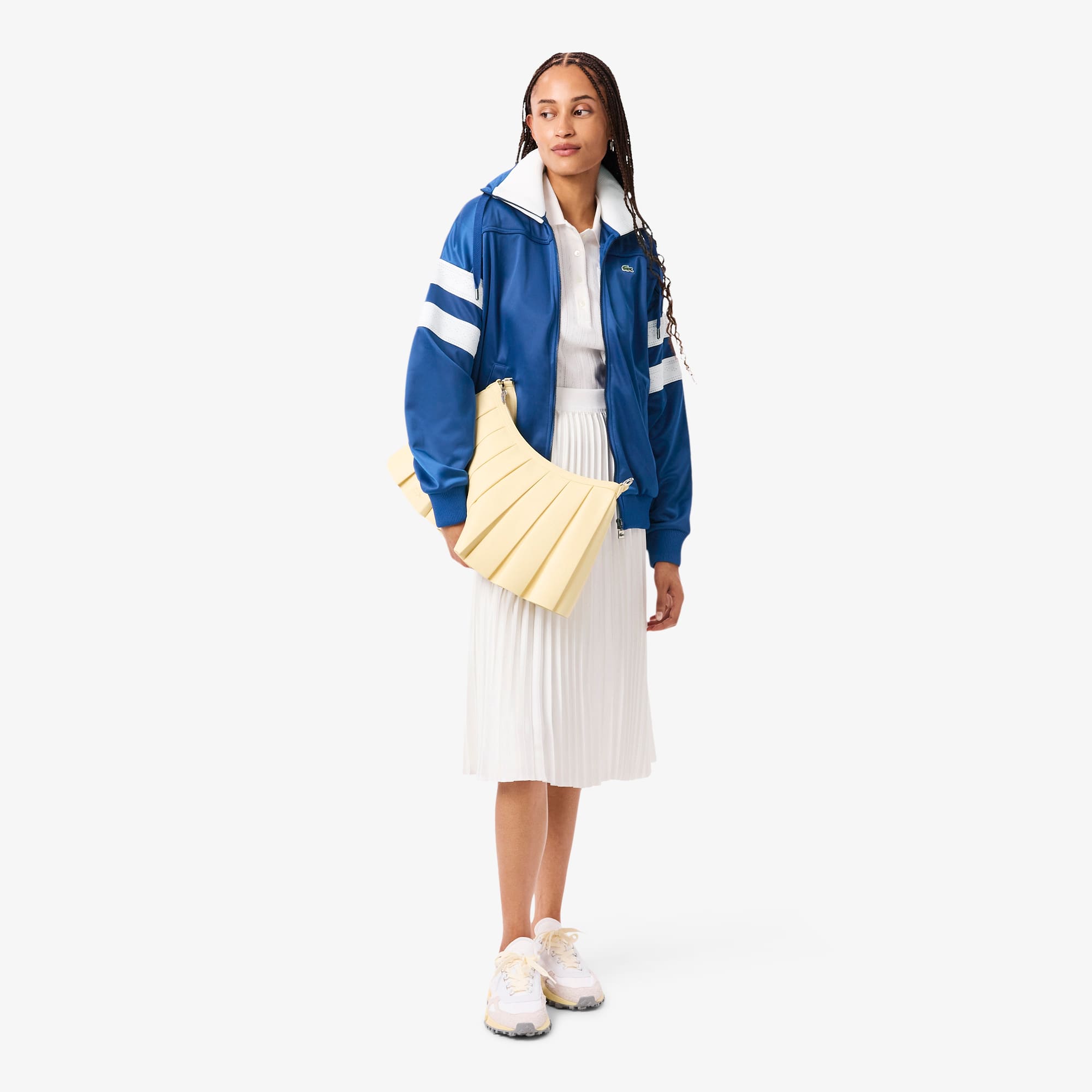 Women's Oversized Pointelle Stripe Satin Sweatshirt - Sweaters
