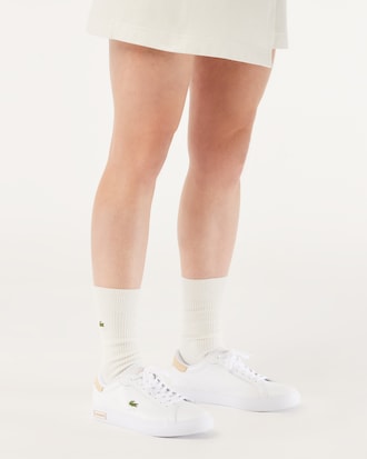 Women's Powercourt Logo Tongue Leather Sneakers
