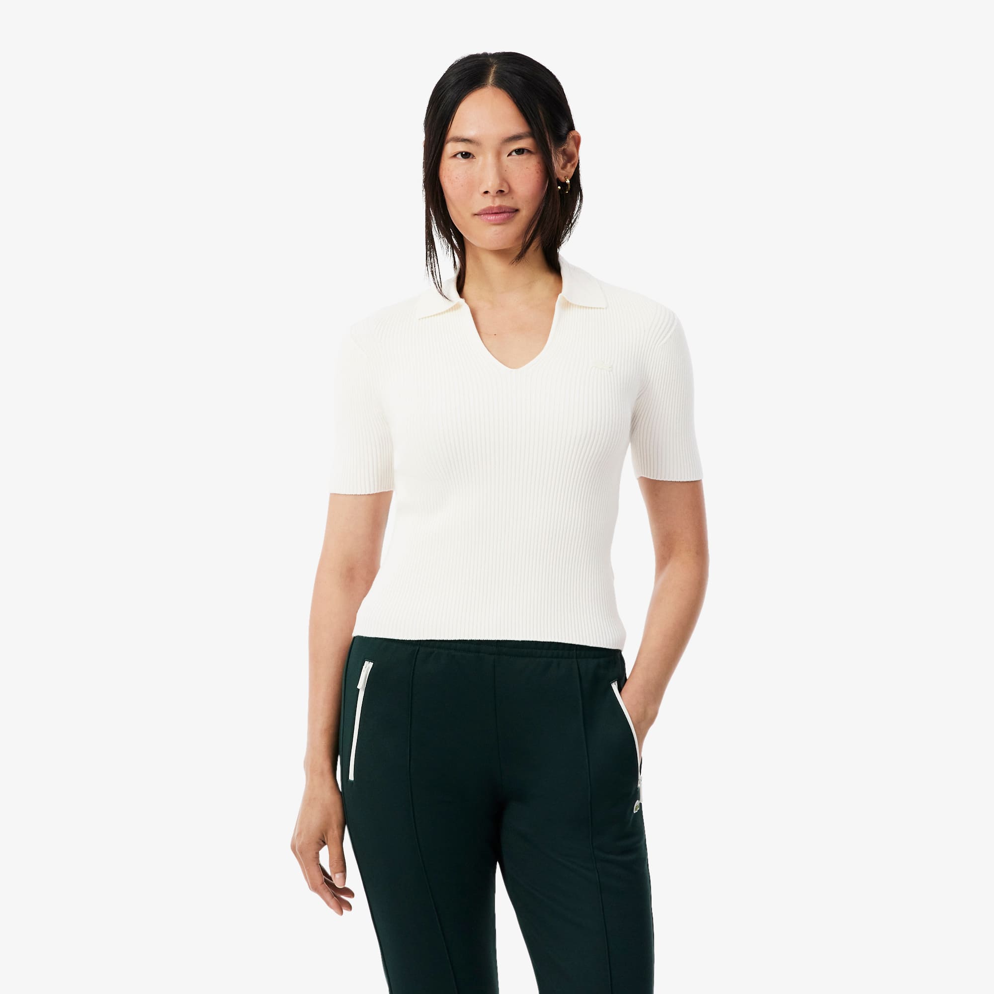 Lacoste Short Sleeved 3d Knit Polo Shirt - Xxs (32) In White