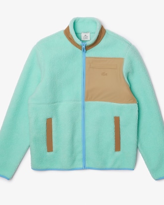 Unisex Lacoste LIVE Loose Fit Colourblock Sheepskin Fleece Sweatshirt