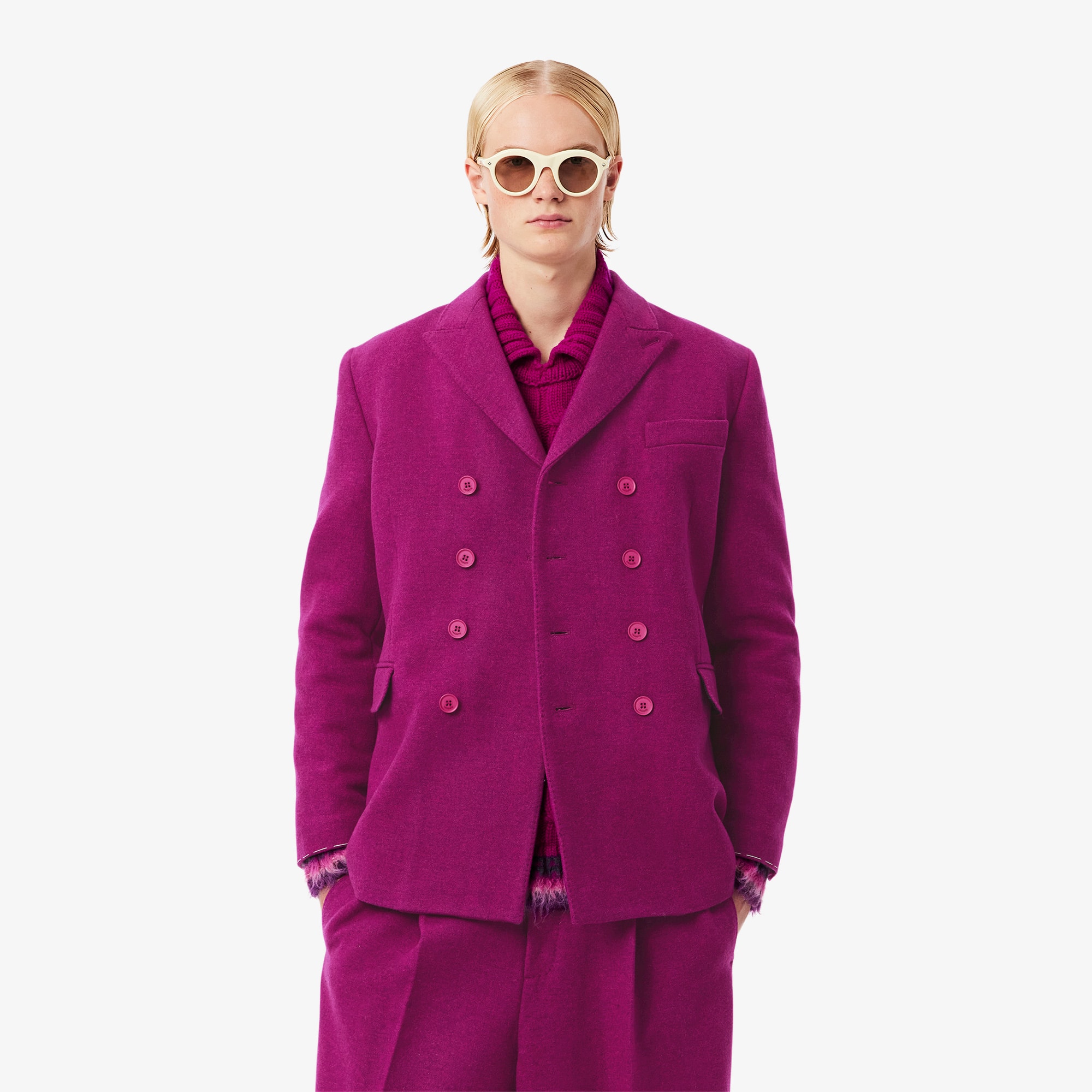 Runway Double Breasted Marbled Wool Blazer - Jackets & Coats - New