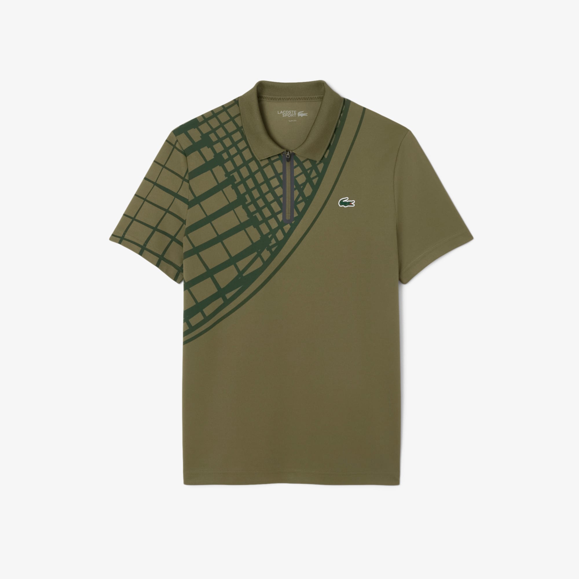 Lacoste Men's Ultra Dry Printed Slim Fit Tennis Polo - Xl - 6 In Green
