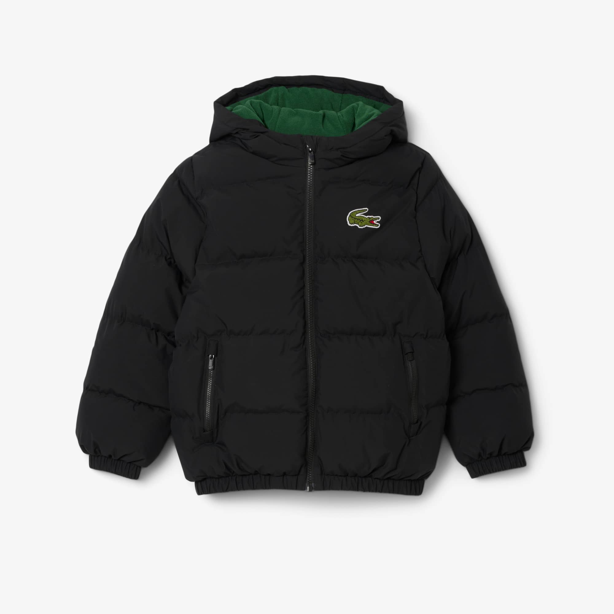 Lacoste Kids' Embroidered Crocodile Hooded Puffer Jacket - 10 Years In Black