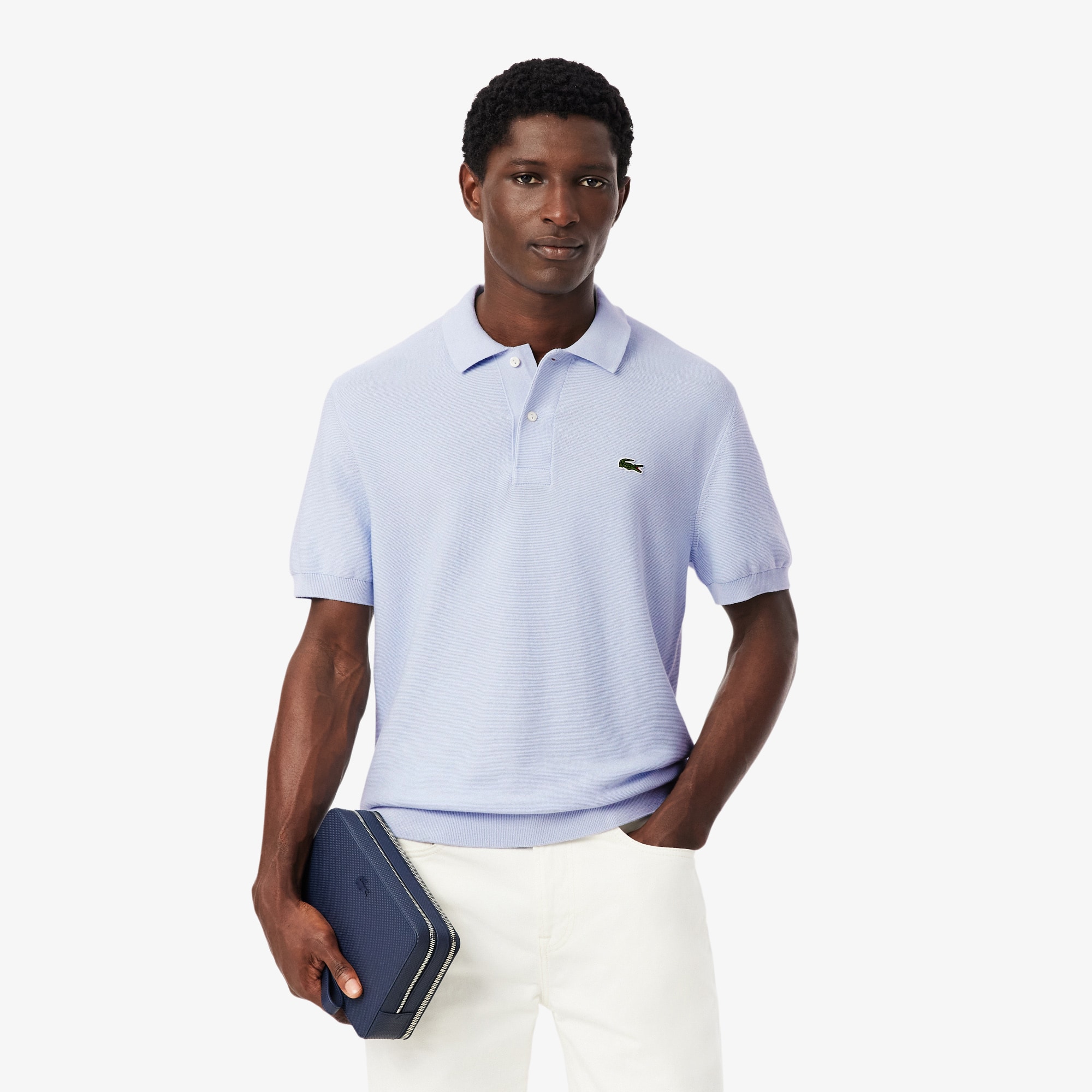 Lacoste Classic Fit Knitted Polo Shirt In Blue