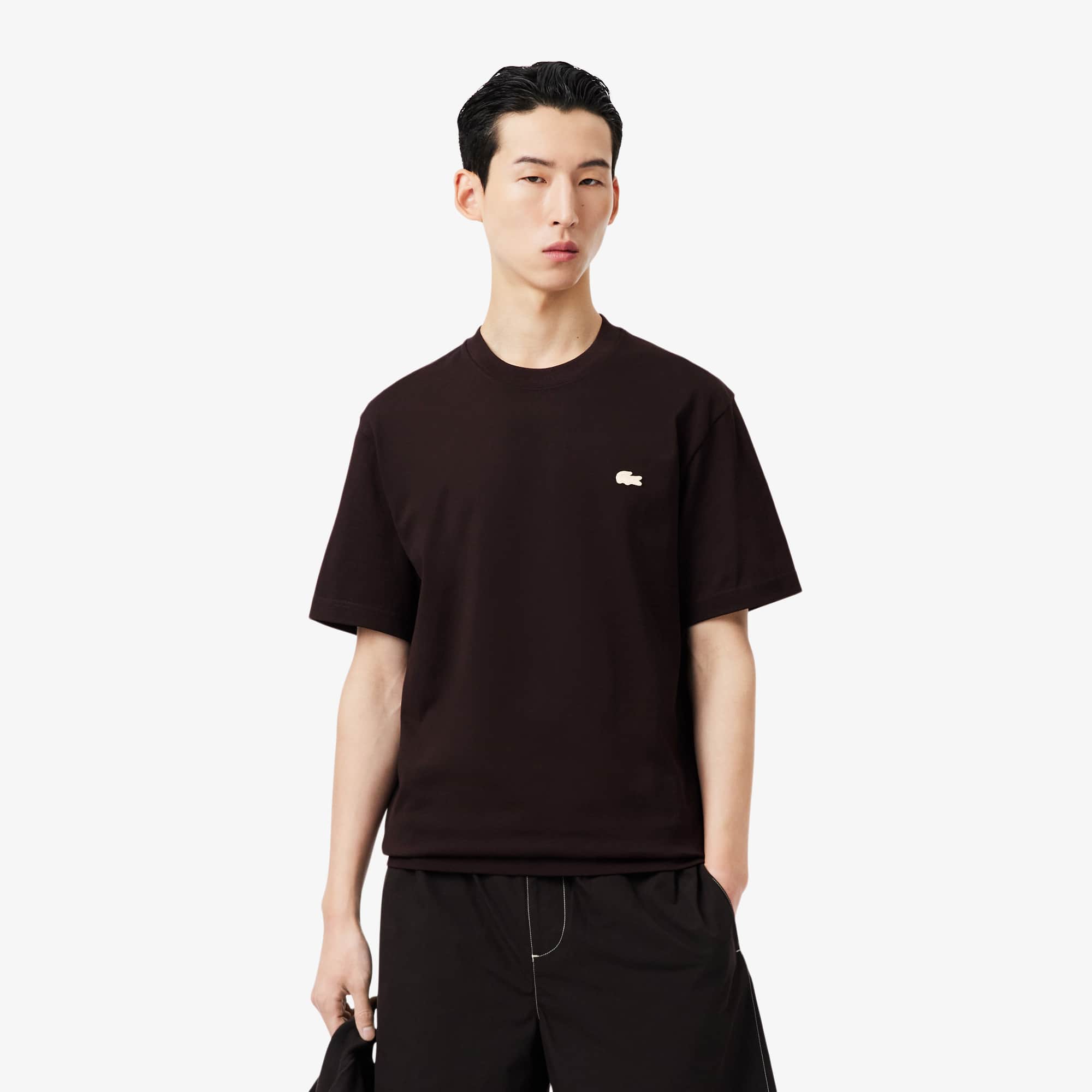 Lacoste Embroidered-logo Cotton T-shirt In Black