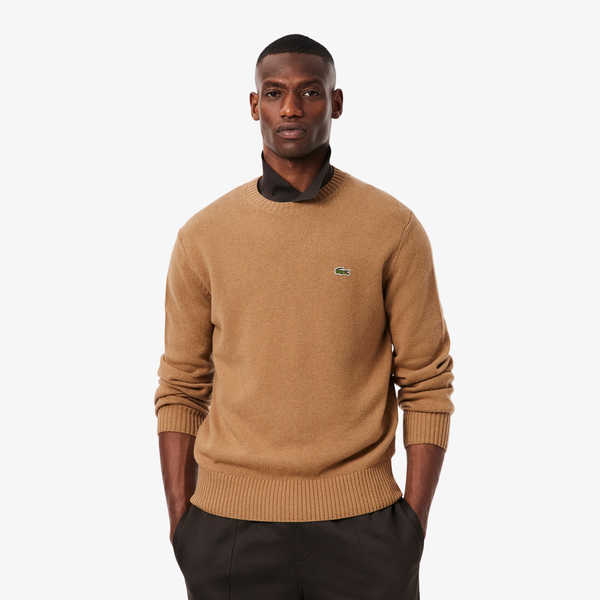 Lacoste Men's Wool Crew Neck Sweater - M - 4 In White