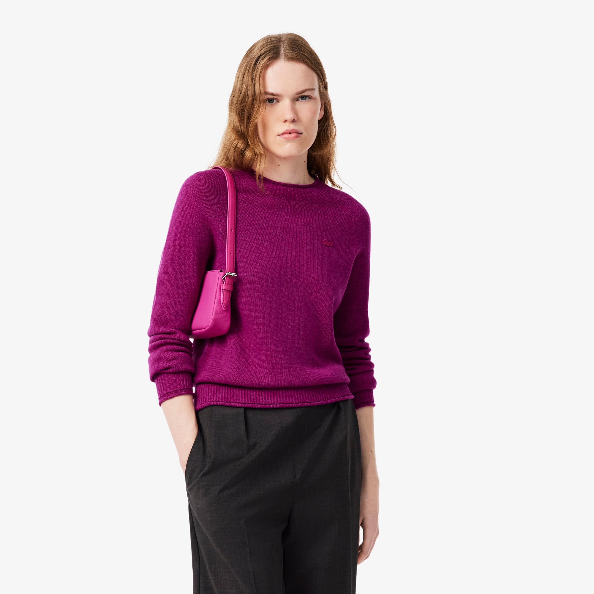 Lacoste Women's 3d Knit Wool Sweater - Xxs (32) In Purple
