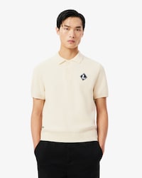 Made In France Badge Accent Polo Collar Sweater