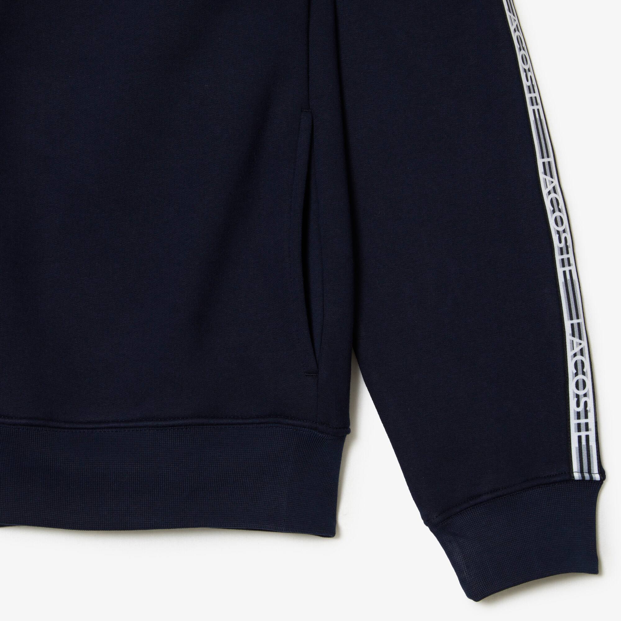 Men's Classic Fit Branded Stripes Zip-Up Hoodie - Sweaters