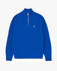 Men's Zip-Up High-Neck Wool Sweater