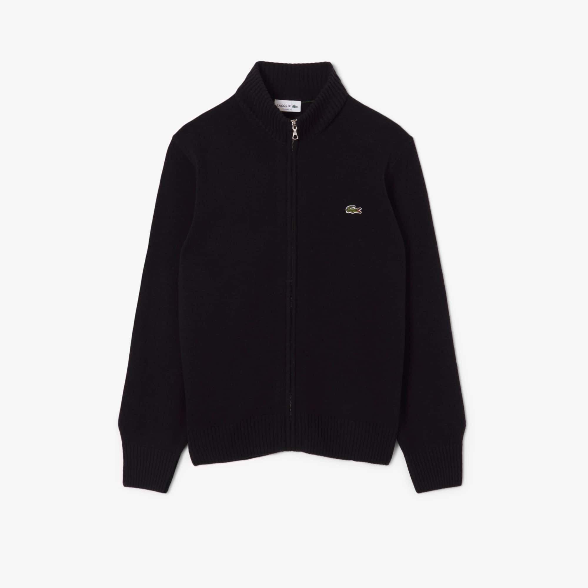 Lacoste 黒 ジップアップジャケット メンズ Men's Wool Zip-Up Sweater - Sweaters & Sweatshirts - New In 2025