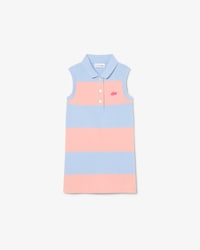 Sleeveless Striped Petit Piqu&eacute; Polo Dress