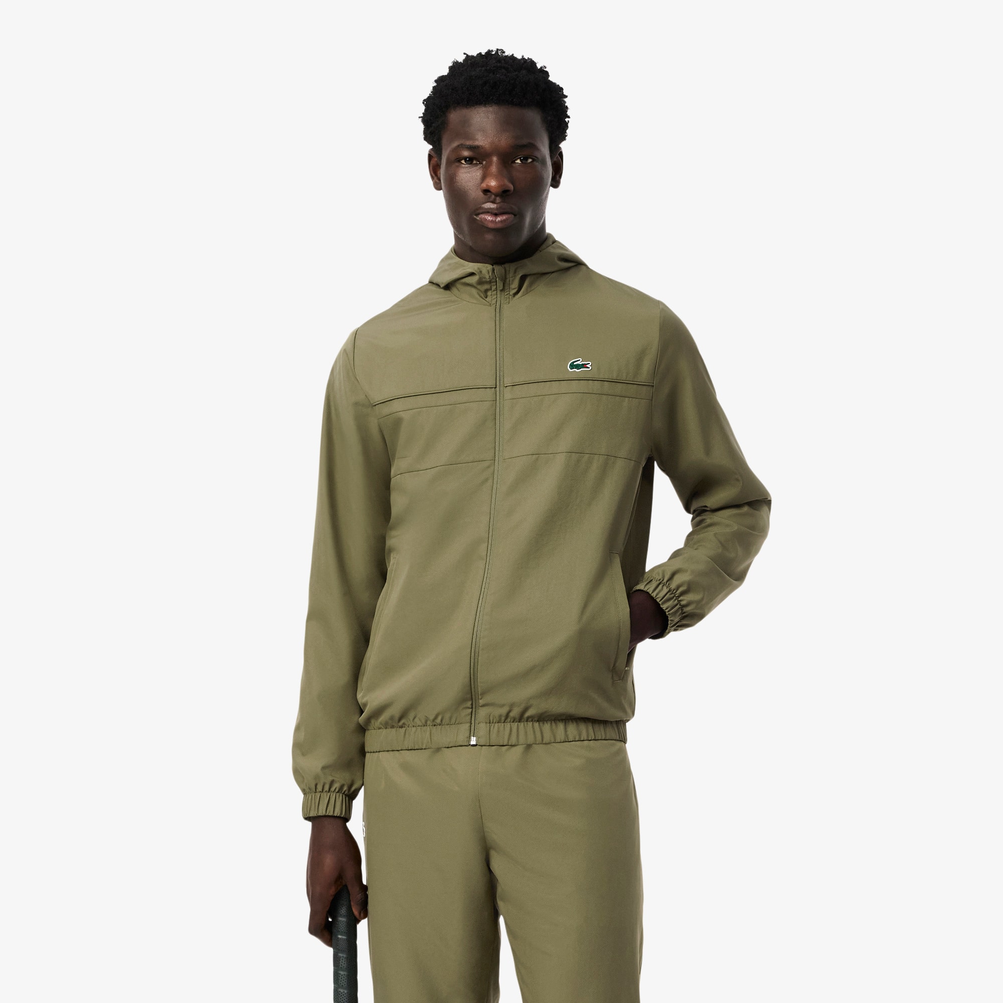 Lacoste Men's Water-repellent Sport Track Jacket - L - 5 In Green